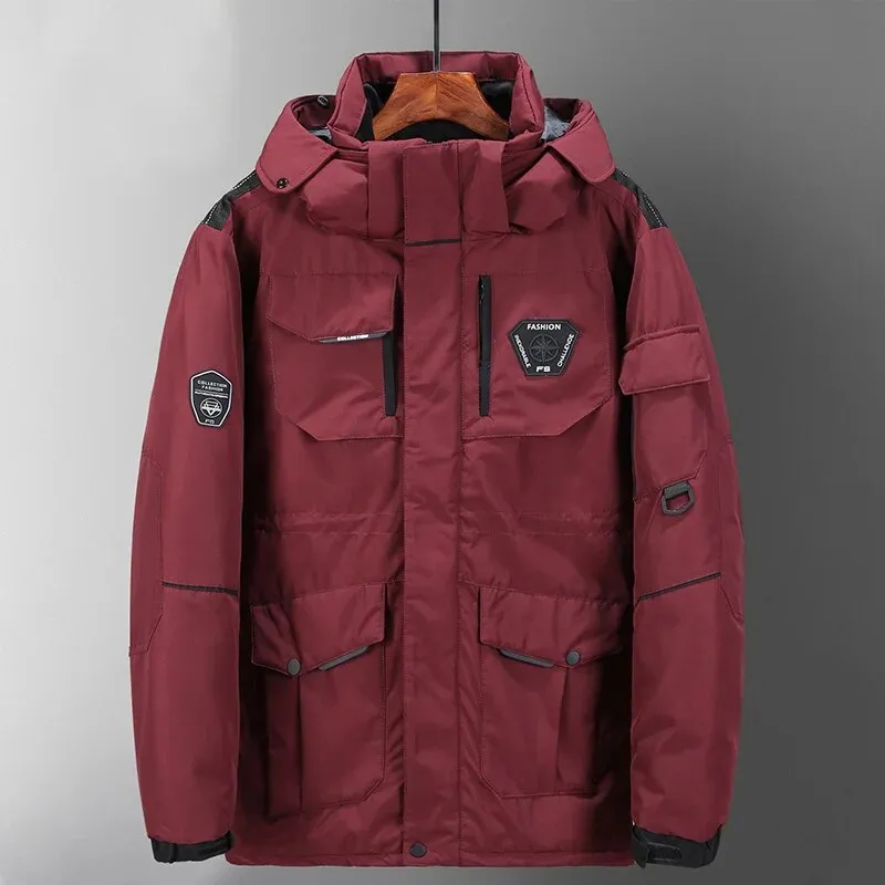 -30 Degree Snow Cold Winter White Duck Down Jacket Men Korean Fashion Couples Fur Hooded Windbreaker Thicken Warm Parka Coat