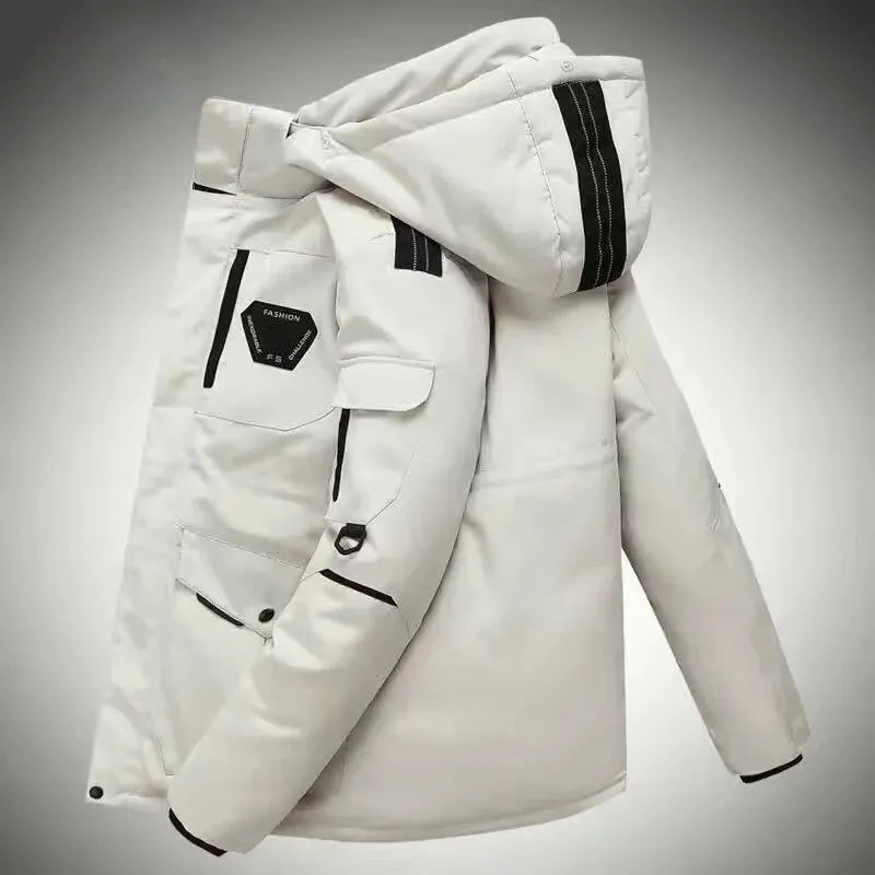 -30 Degree Snow Cold Winter White Duck Down Jacket Men Korean Fashion Couples Fur Hooded Windbreaker Thicken Warm Parka Coat