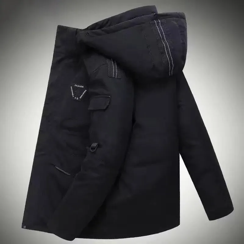 -30 Degree Snow Cold Winter White Duck Down Jacket Men Korean Fashion Couples Fur Hooded Windbreaker Thicken Warm Parka Coat
