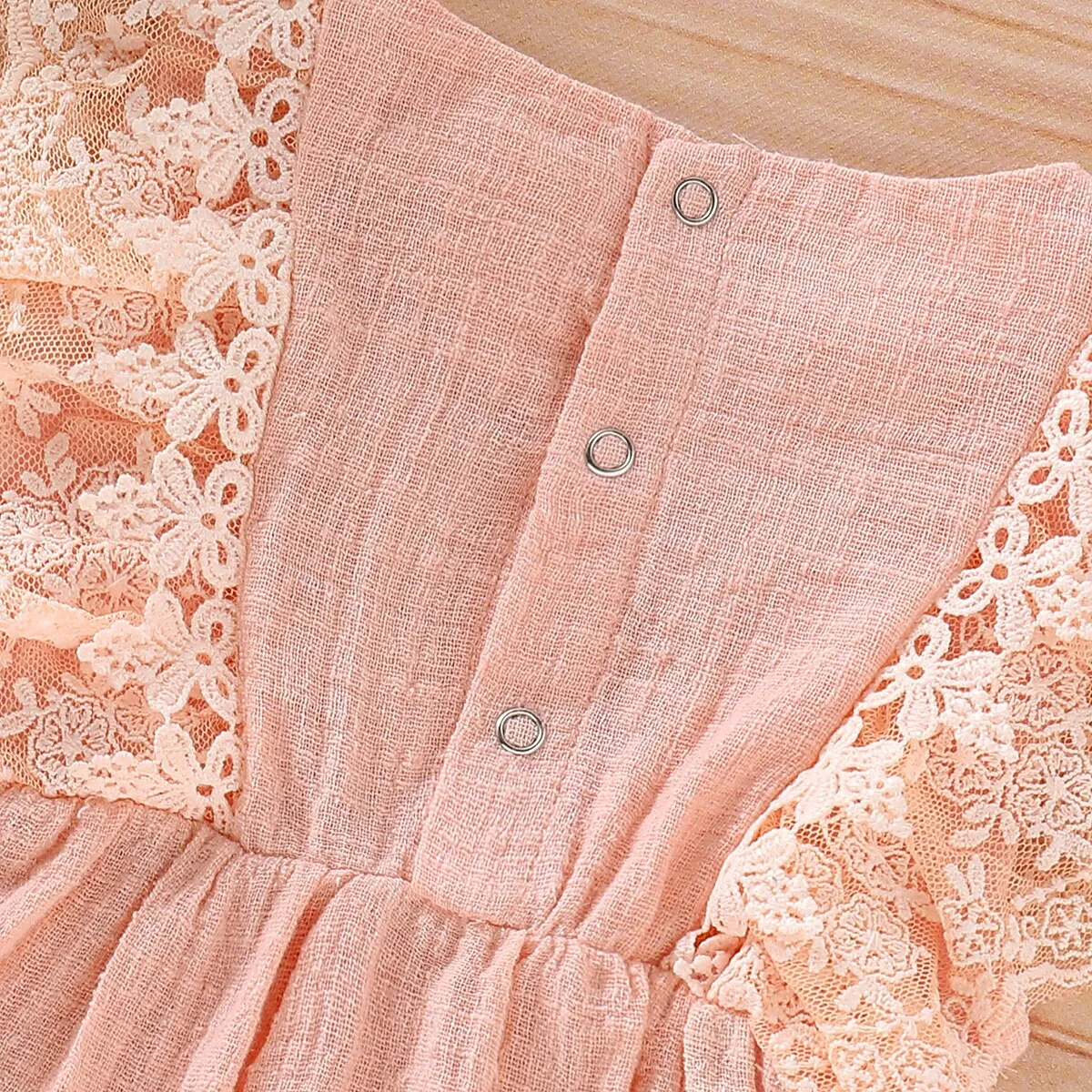 2Pcs Lace Sleeves Baby Girl Bodysuit with Headband
