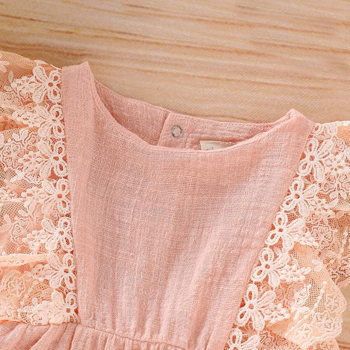 2Pcs Lace Sleeves Baby Girl Bodysuit with Headband