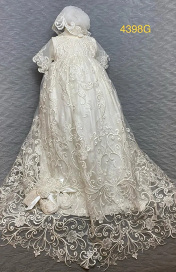 4398 G Ivory Silk and Lace Christening Gown