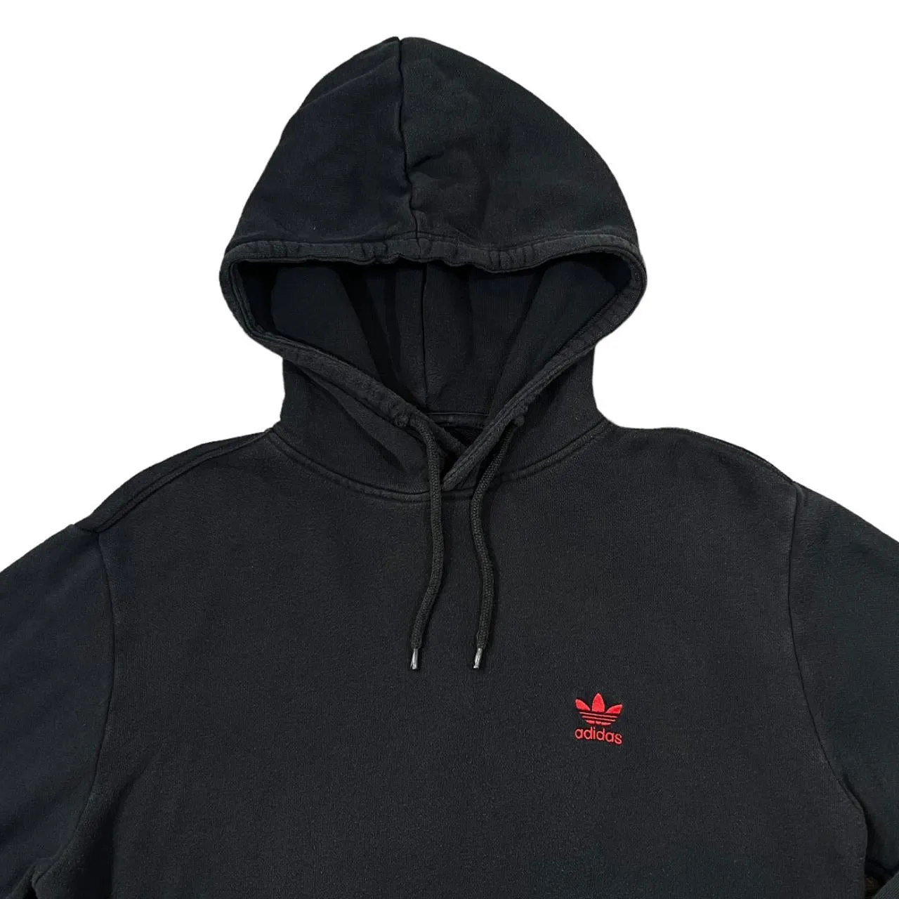 ADIDAS Classic Embroidered Mini Trefoil Logo Black Pullover Hoodie
