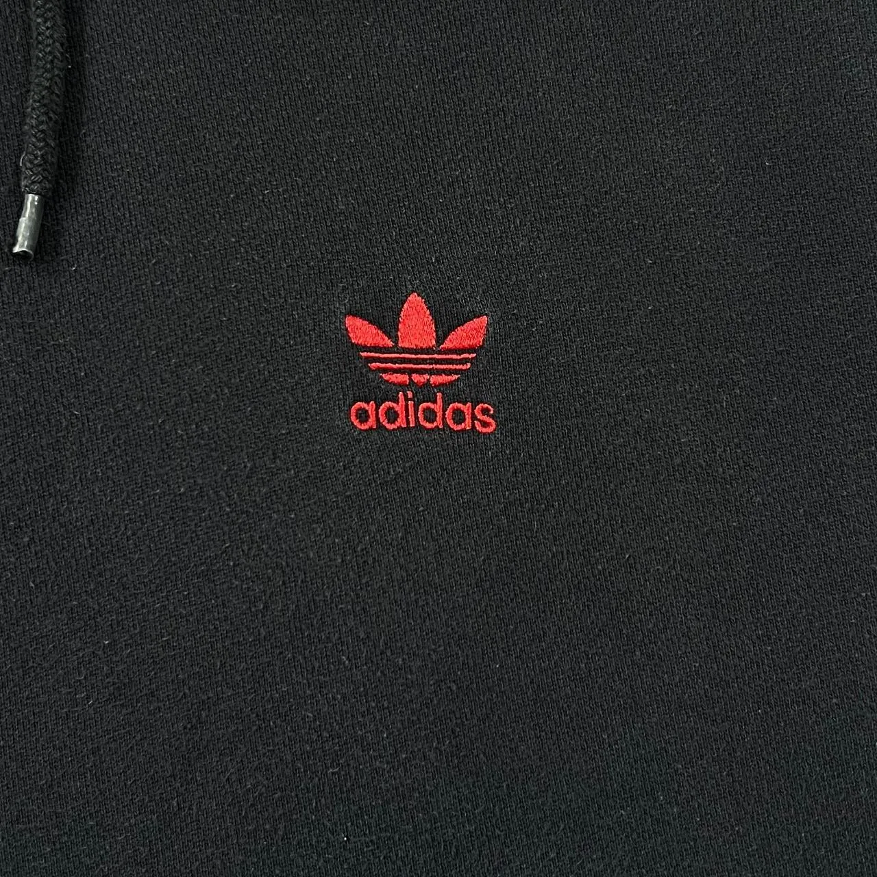 ADIDAS Classic Embroidered Mini Trefoil Logo Black Pullover Hoodie