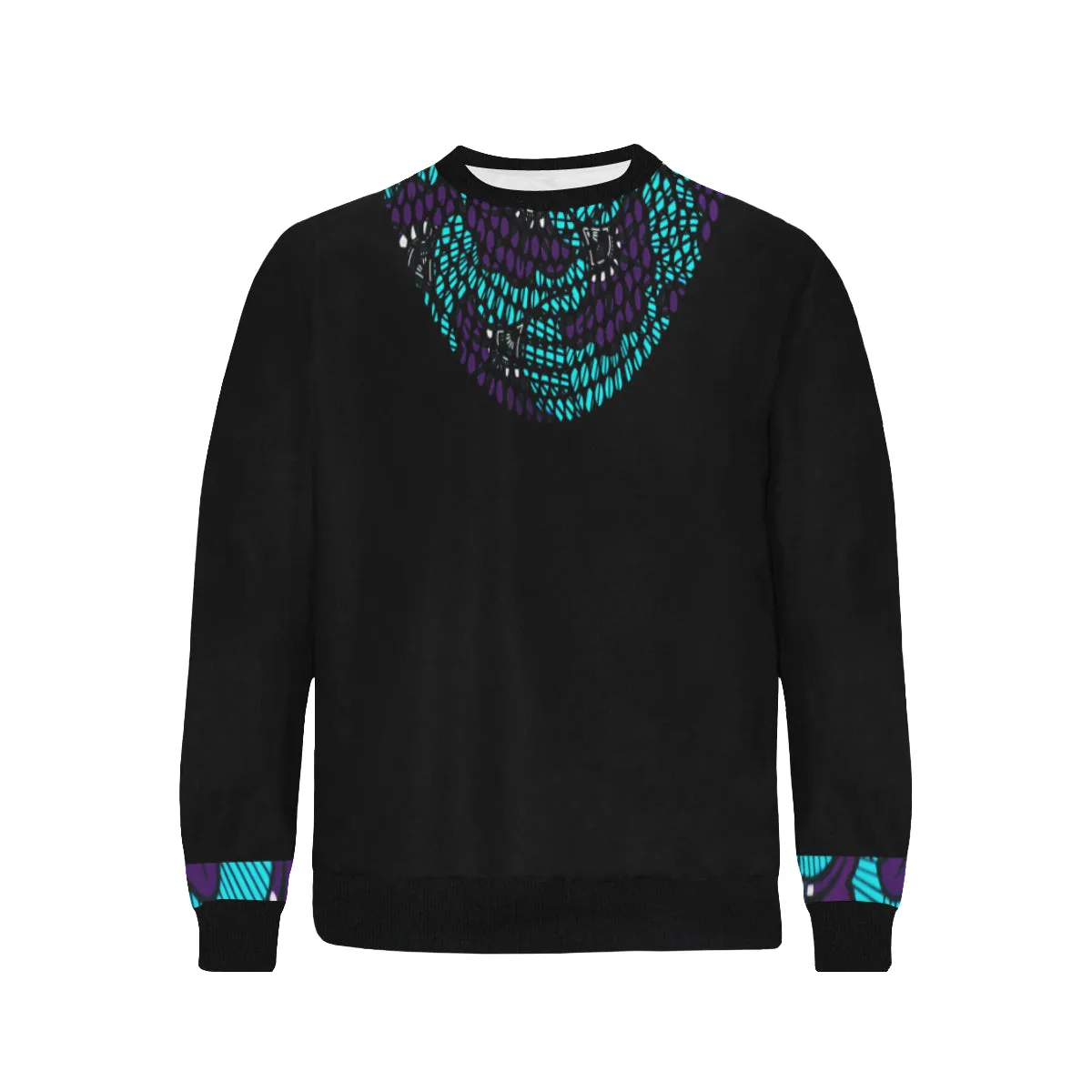 AFRIKA FLOWER STRASS Men's Rib Cuff Crew Neck Sweatshirt