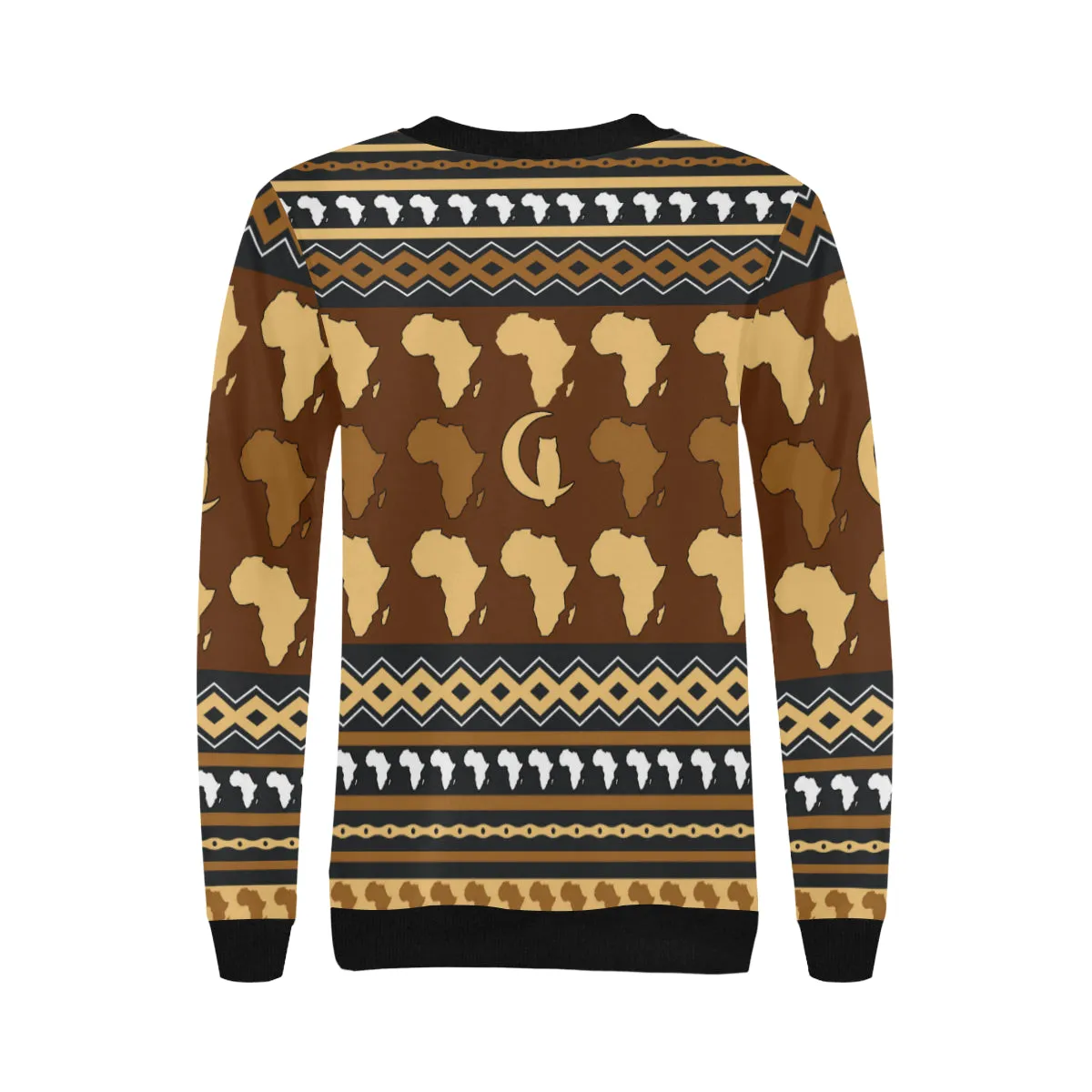 AFRIKA ORNEMENT Women's Rib Cuff Crew Neck Sweatshirt