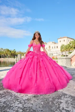 Amarra 54204 Quinceanera Dress Train Long Sleeve Bow Flowers Sequins Ballgown off the Shoulder