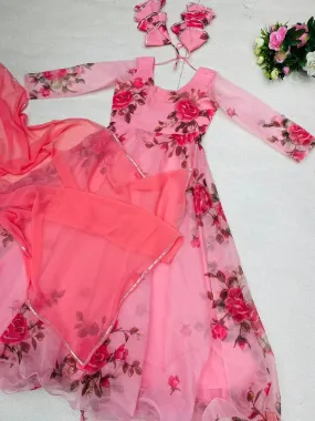Amazing Light Pink Color Digital Printed Gown