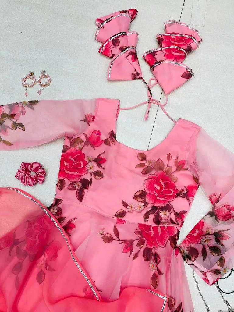 Amazing Light Pink Color Digital Printed Gown