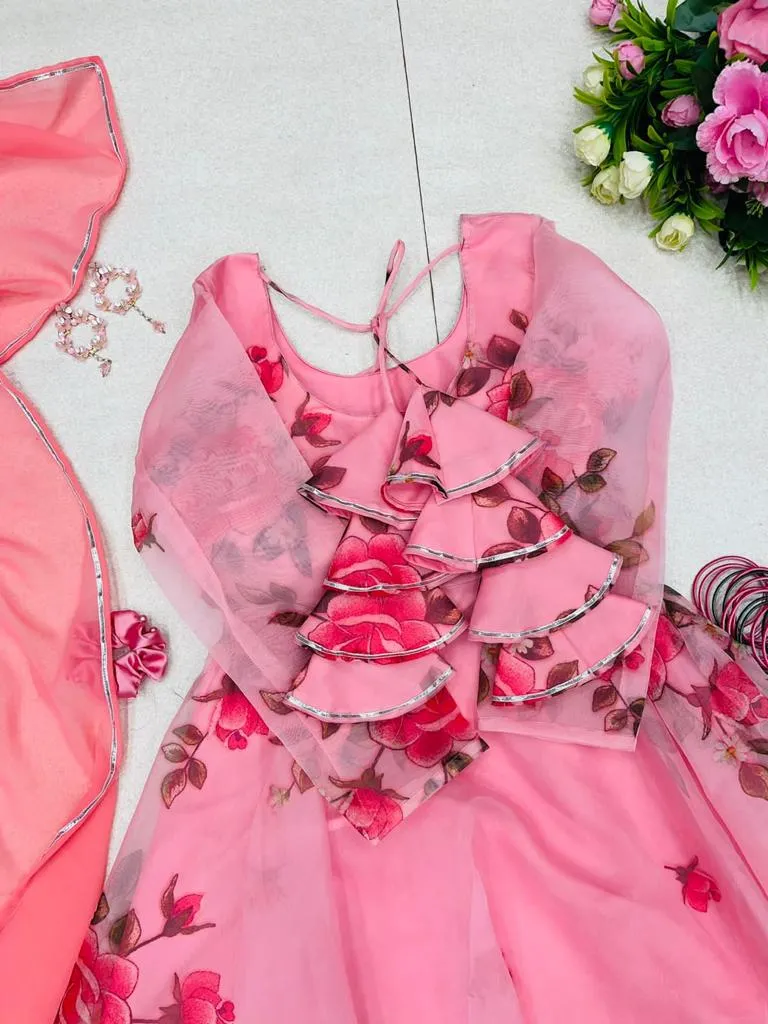 Amazing Light Pink Color Digital Printed Gown