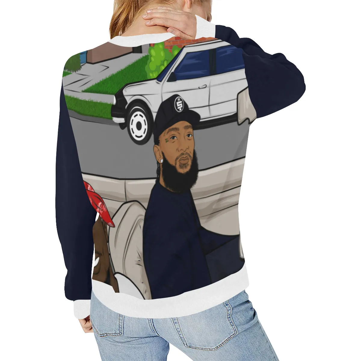 ANGEL OF THE HOOD Women's Rib Cuff Crew Neck Sweatshirt