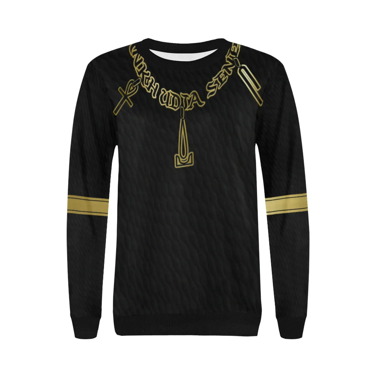 ANKH UDJA SENEB GOLD Women's Rib Cuff Crew Neck Sweatshirt