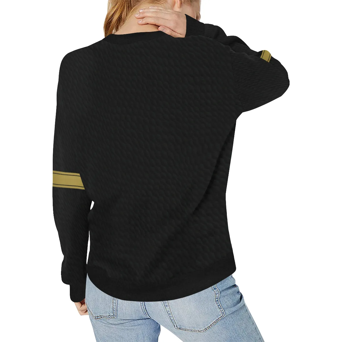 ANKH UDJA SENEB GOLD Women's Rib Cuff Crew Neck Sweatshirt