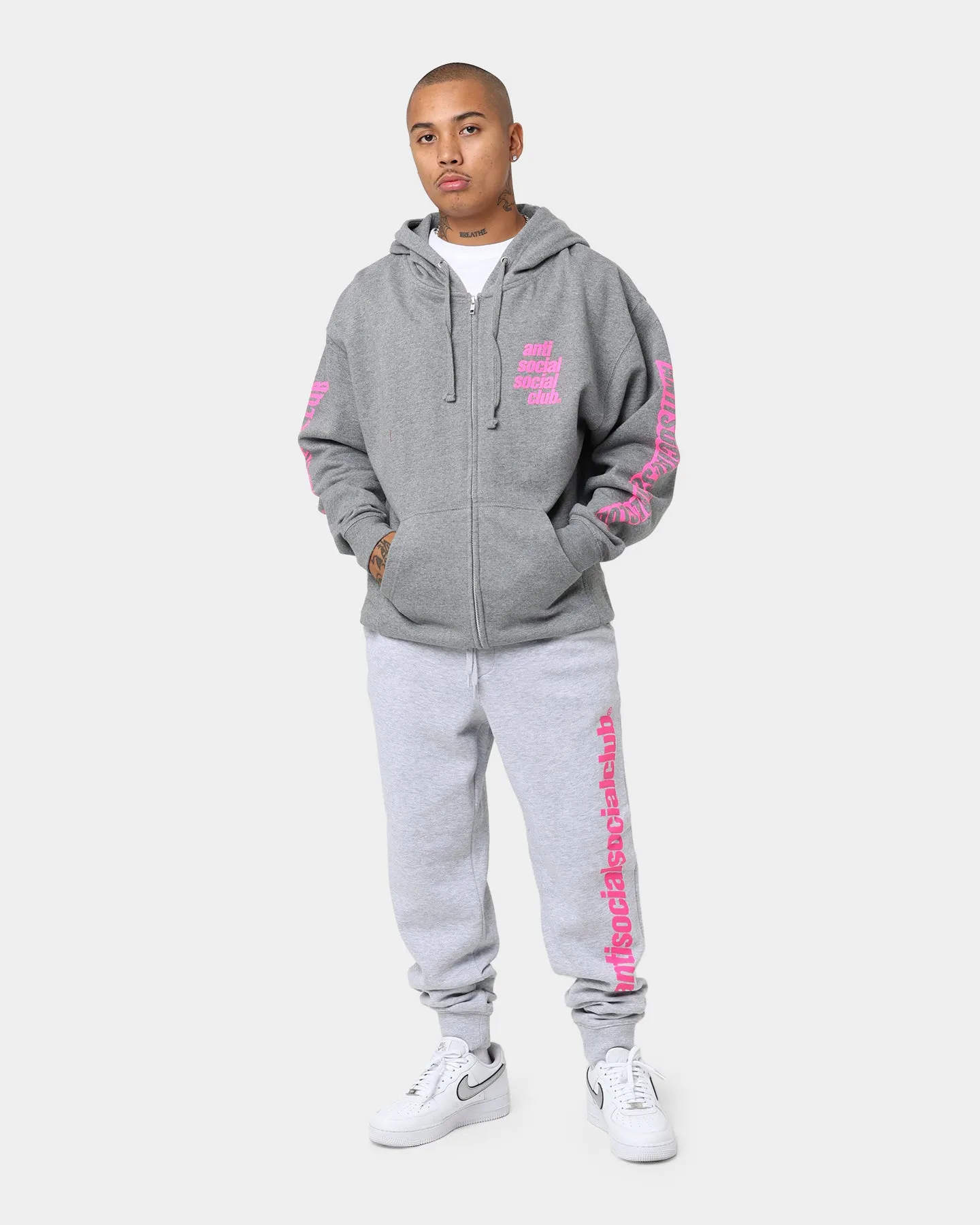 Anti Social Social Club Split Zip Hoodie Grey