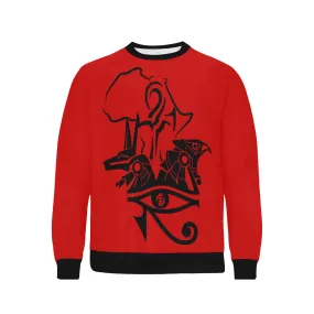 ANUBIS AND HERU RED Men's Rib Cuff Crew Neck Sweatshirt
