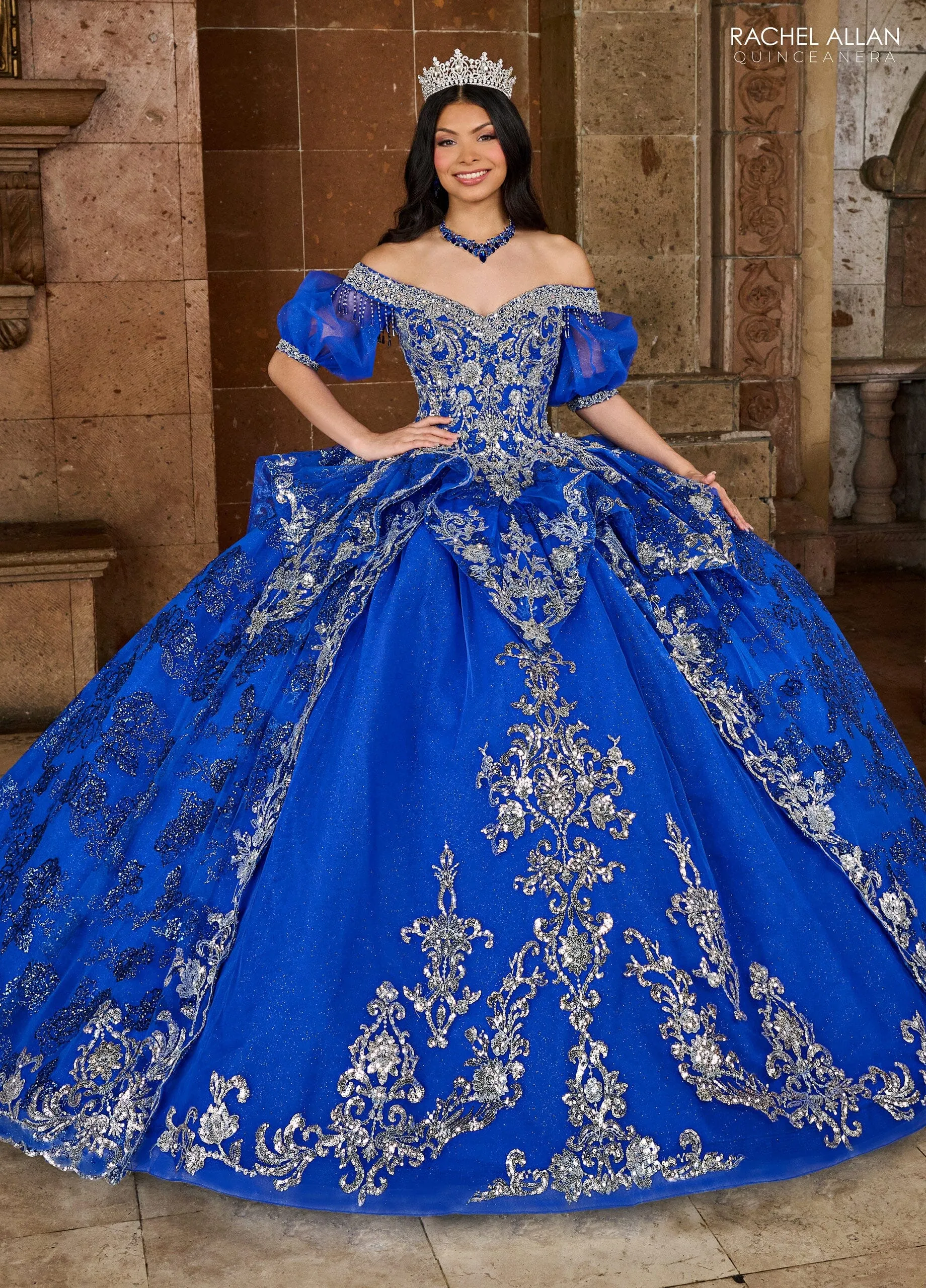 Applique Puff Sleeve Quinceanera Dress by Rachel Allan RQ3128