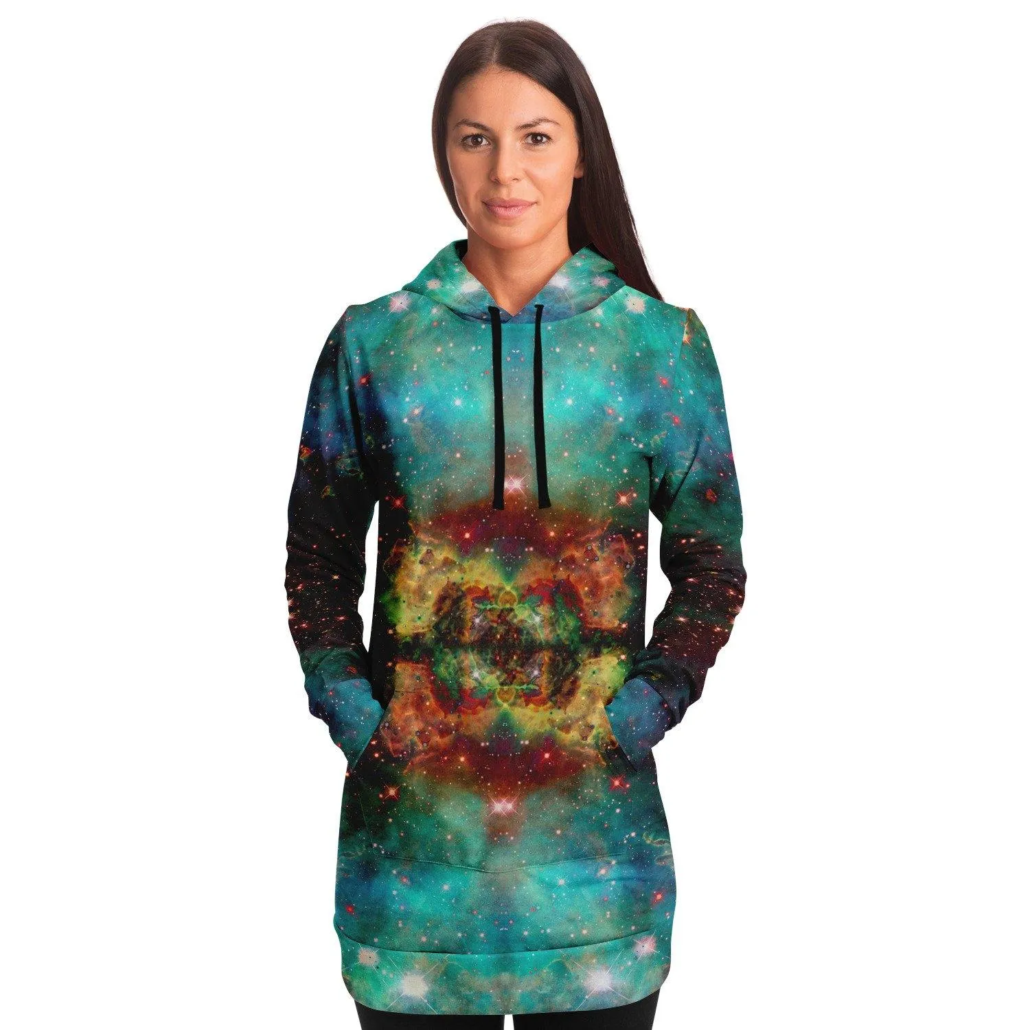 Archon Psychedelic Fleece-Lined Long Hoodie