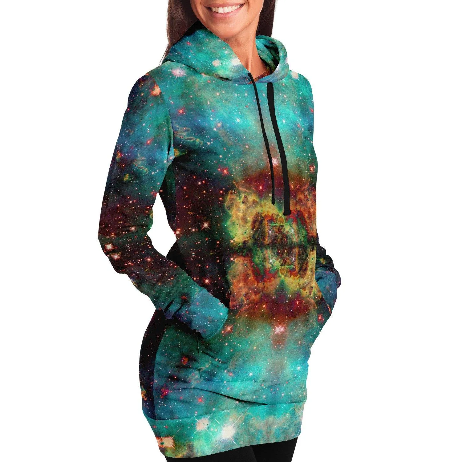 Archon Psychedelic Fleece-Lined Long Hoodie
