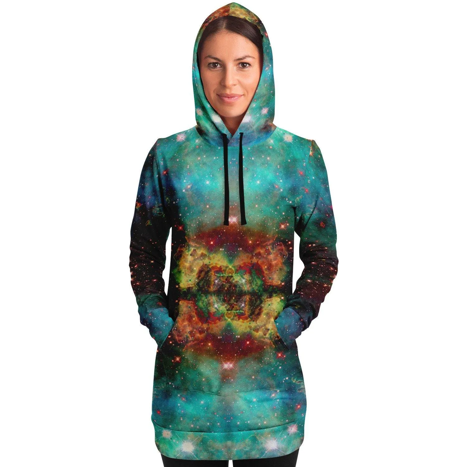 Archon Psychedelic Fleece-Lined Long Hoodie