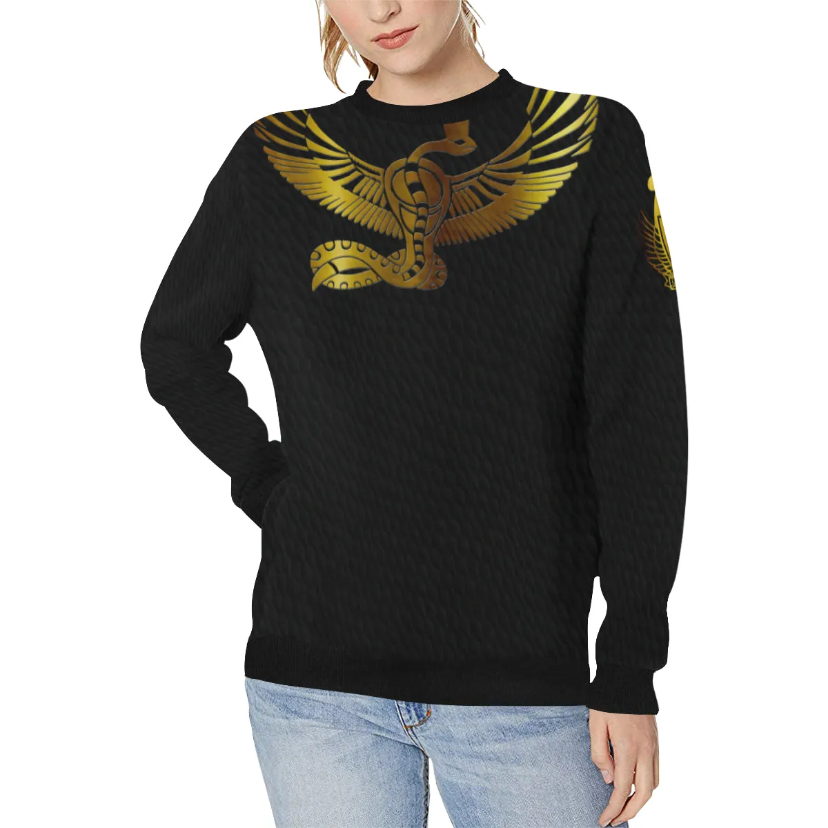 ATEF SNAKE Women's Rib Cuff Crew Neck Sweatshirt