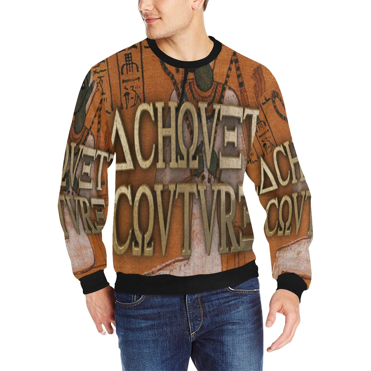 AUSAR Men's Rib Cuff Crew Neck Sweatshirt