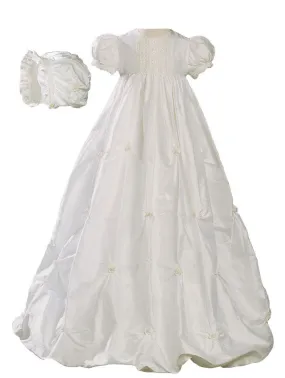 Baby Girls Off-White Silk Bubble Venice Lace Christening Dress Outfit 0-18M