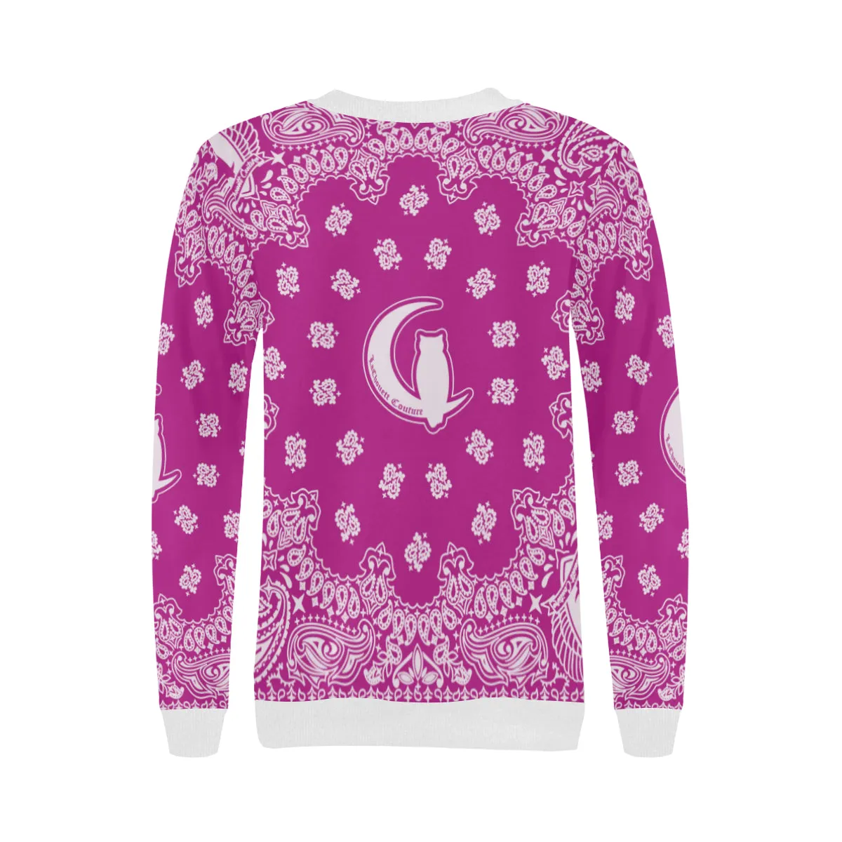 BANDANA GRAPE Women's Rib Cuff Crew Neck Sweatshirt
