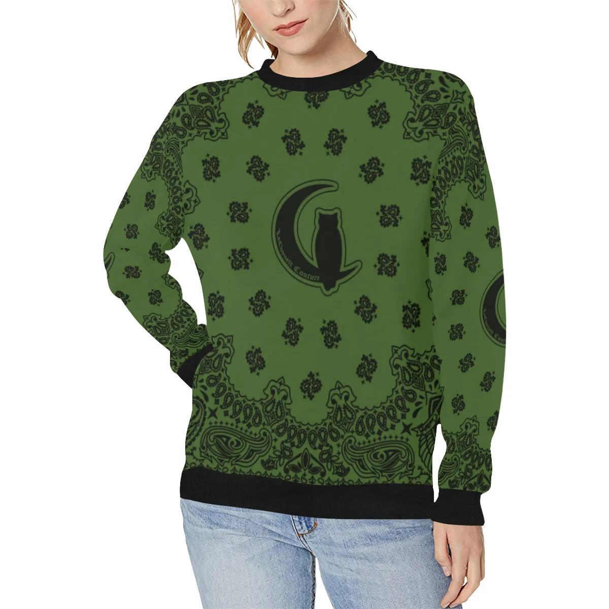 BANDANA KAKI Women's Rib Cuff Crew Neck Sweatshirt