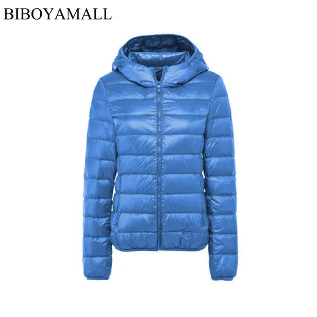 BIBOYAMALL Women Ultra Light Down Jacket Hooded 90% Winter Duck Down Jackets Women Parka Zipper Coats Plus Size XXXL Pink Black