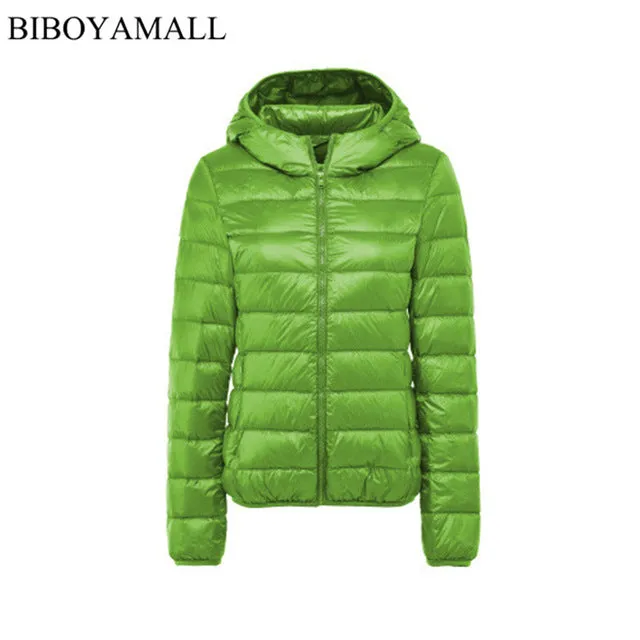BIBOYAMALL Women Ultra Light Down Jacket Hooded 90% Winter Duck Down Jackets Women Parka Zipper Coats Plus Size XXXL Pink Black