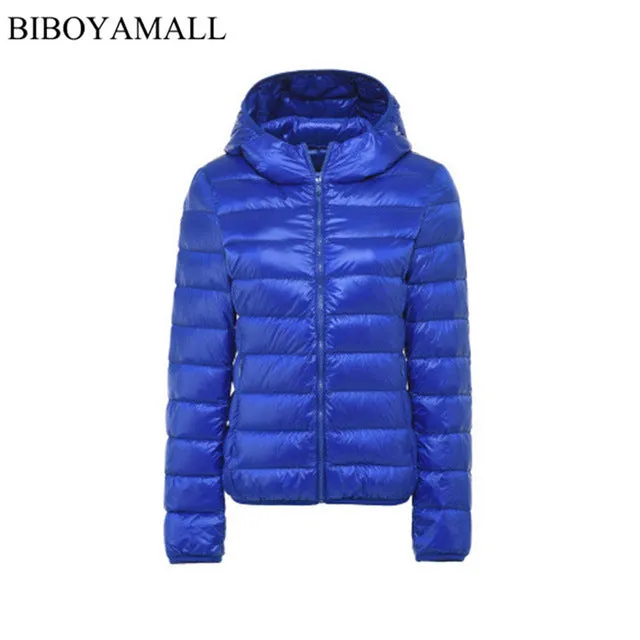 BIBOYAMALL Women Ultra Light Down Jacket Hooded 90% Winter Duck Down Jackets Women Parka Zipper Coats Plus Size XXXL Pink Black