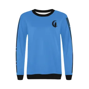 BLACC BORDER BLUESKY Women's Rib Cuff Crew Neck Sweatshirt