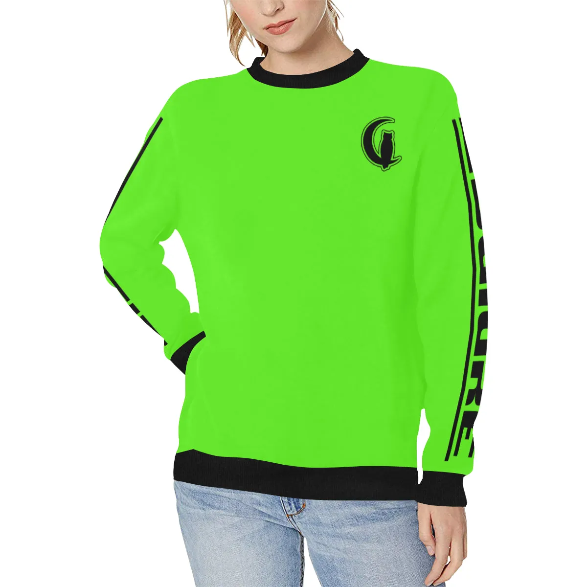 BLACC BORDER FLUO Women's Rib Cuff Crew Neck Sweatshirt