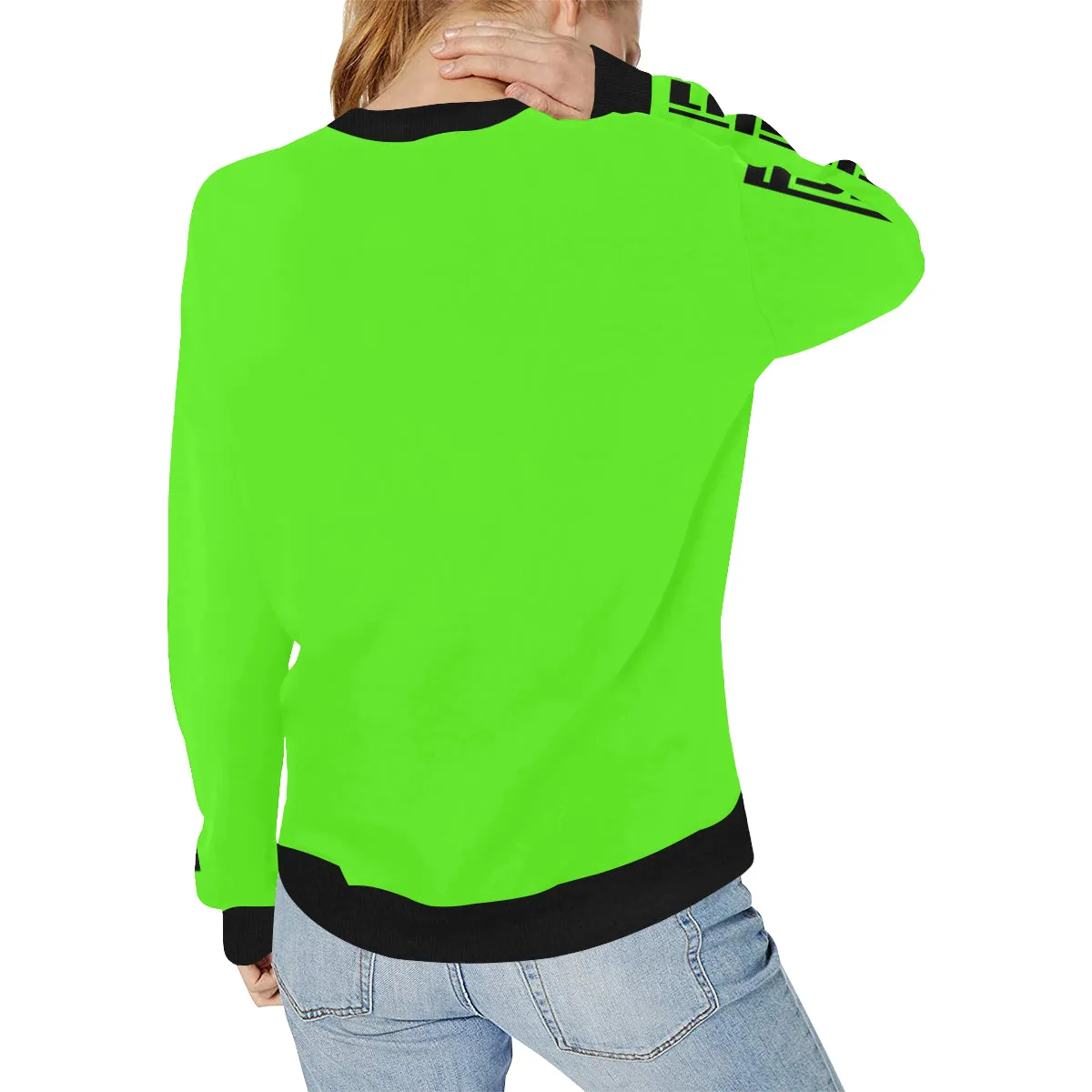 BLACC BORDER FLUO Women's Rib Cuff Crew Neck Sweatshirt