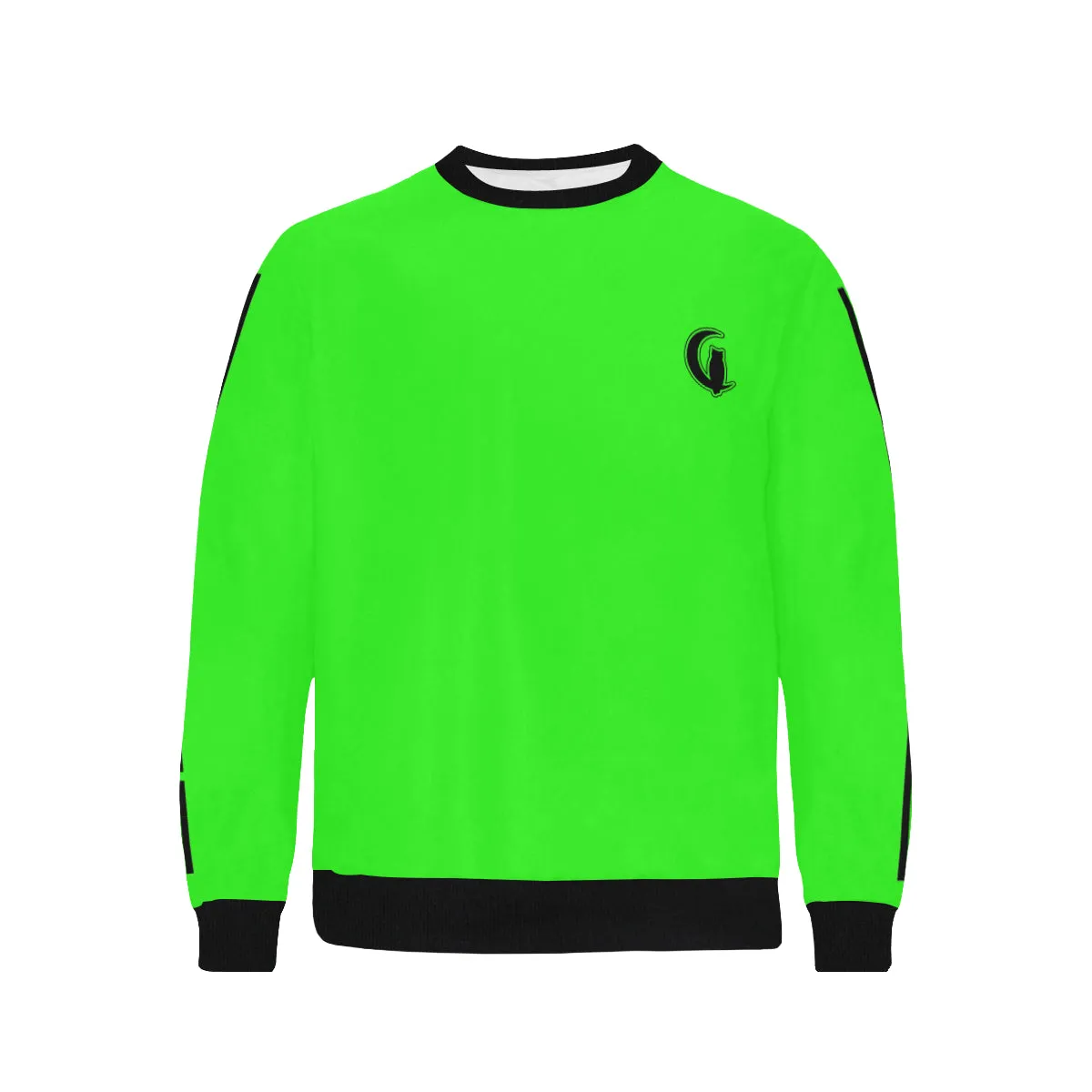BLACC BORDER GREEN Men's Rib Cuff Crew Neck Sweatshirt