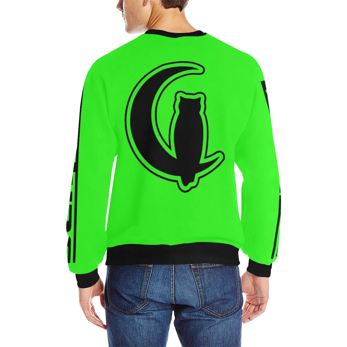 BLACC BORDER GREEN Men's Rib Cuff Crew Neck Sweatshirt