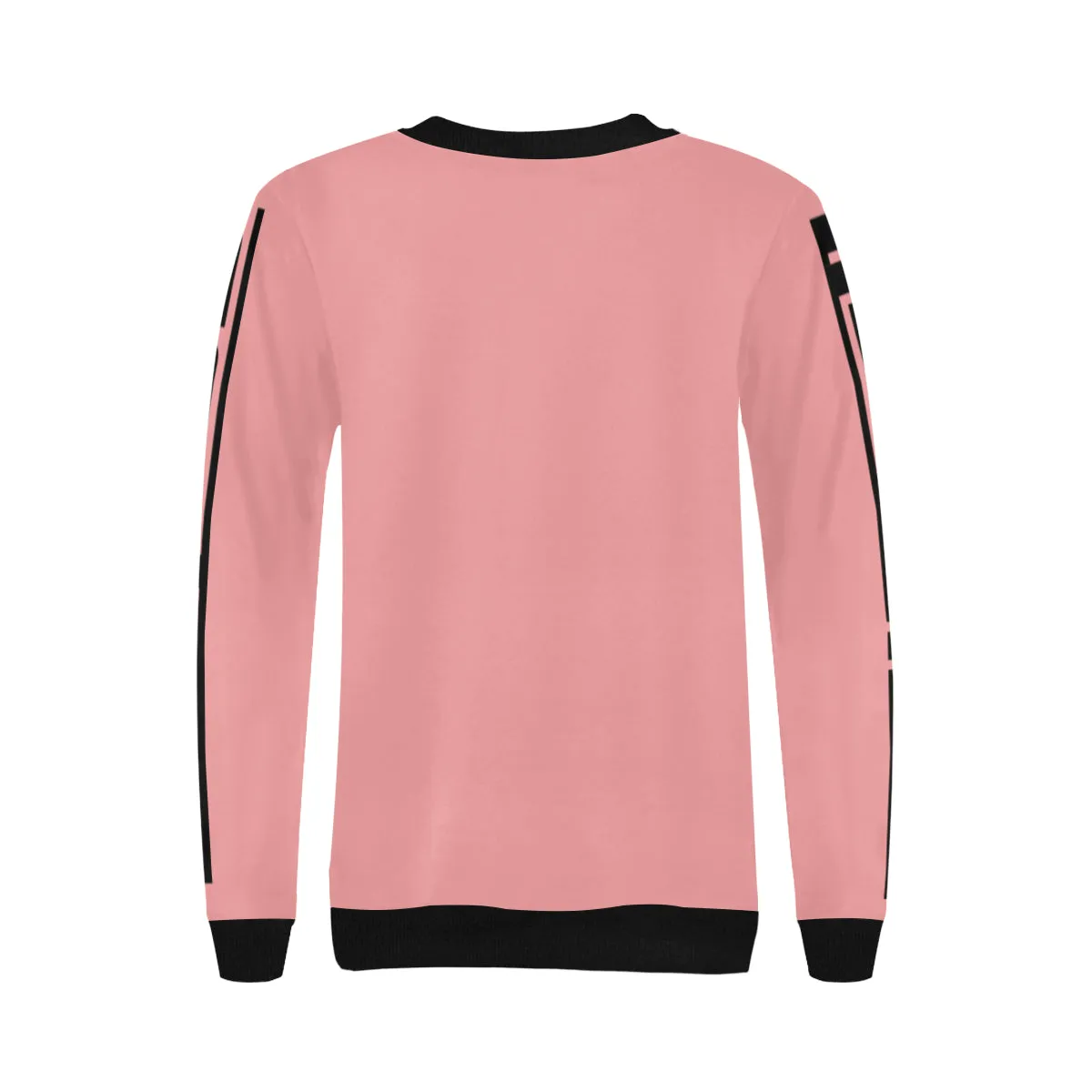 BLACC BORDER PINK Women's Rib Cuff Crew Neck Sweatshirt