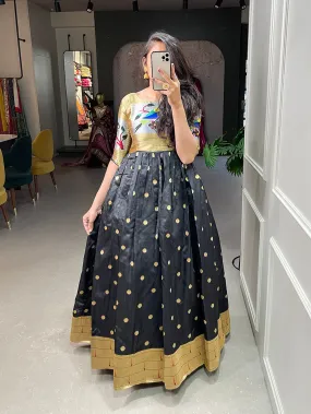 Black Color Weaving Zari Work Jacquard Silk Paithani Gown