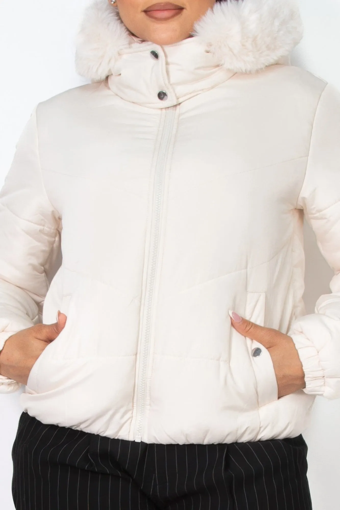 Blue Zone Planet |  Insulated Zip-up Faux Fur Hooded Jacket
