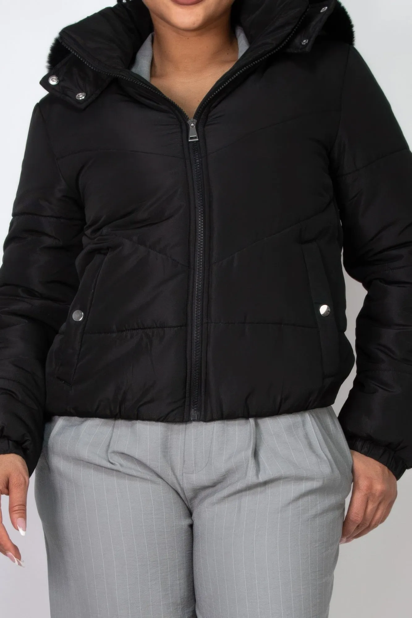 Blue Zone Planet |  Insulated Zip-up Faux Fur Hooded Jacket