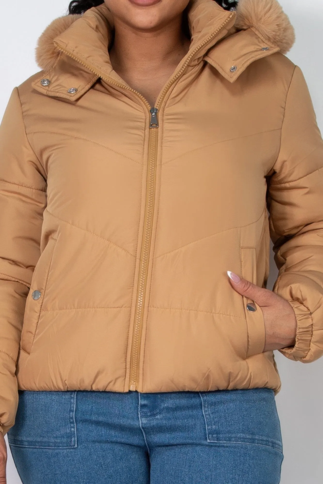 Blue Zone Planet |  Insulated Zip-up Faux Fur Hooded Jacket