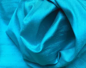 Brilliant Turquoise Blue Crisp Silk Dupioni (Made in India)