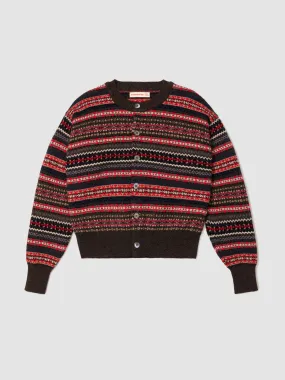 Brown multi Ada Fairisle cardigan