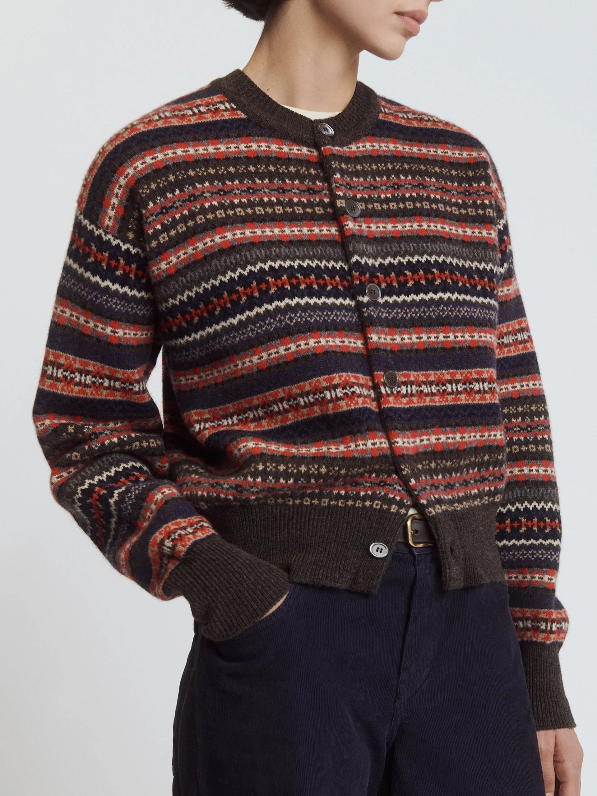 Brown multi Ada Fairisle cardigan
