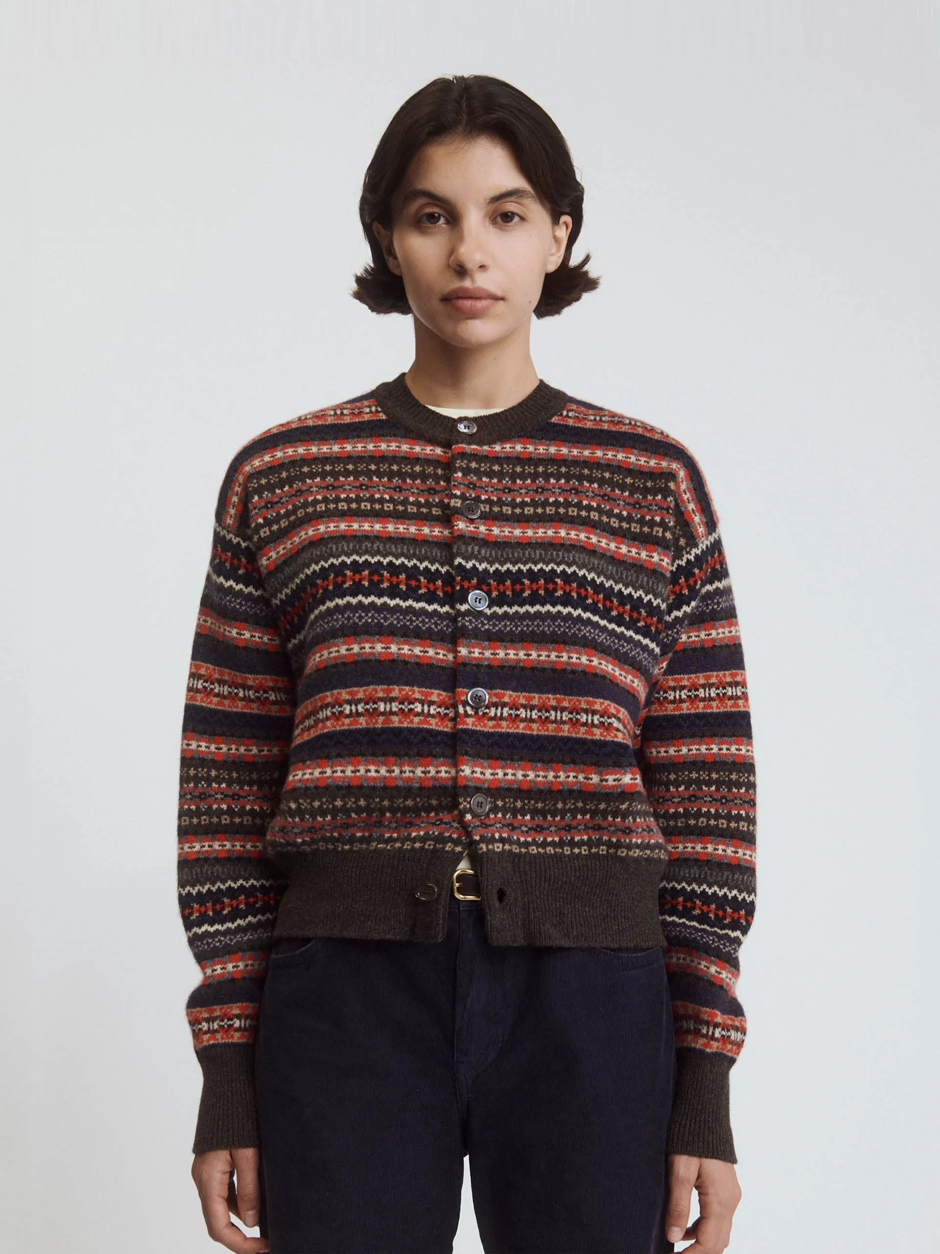 Brown multi Ada Fairisle cardigan