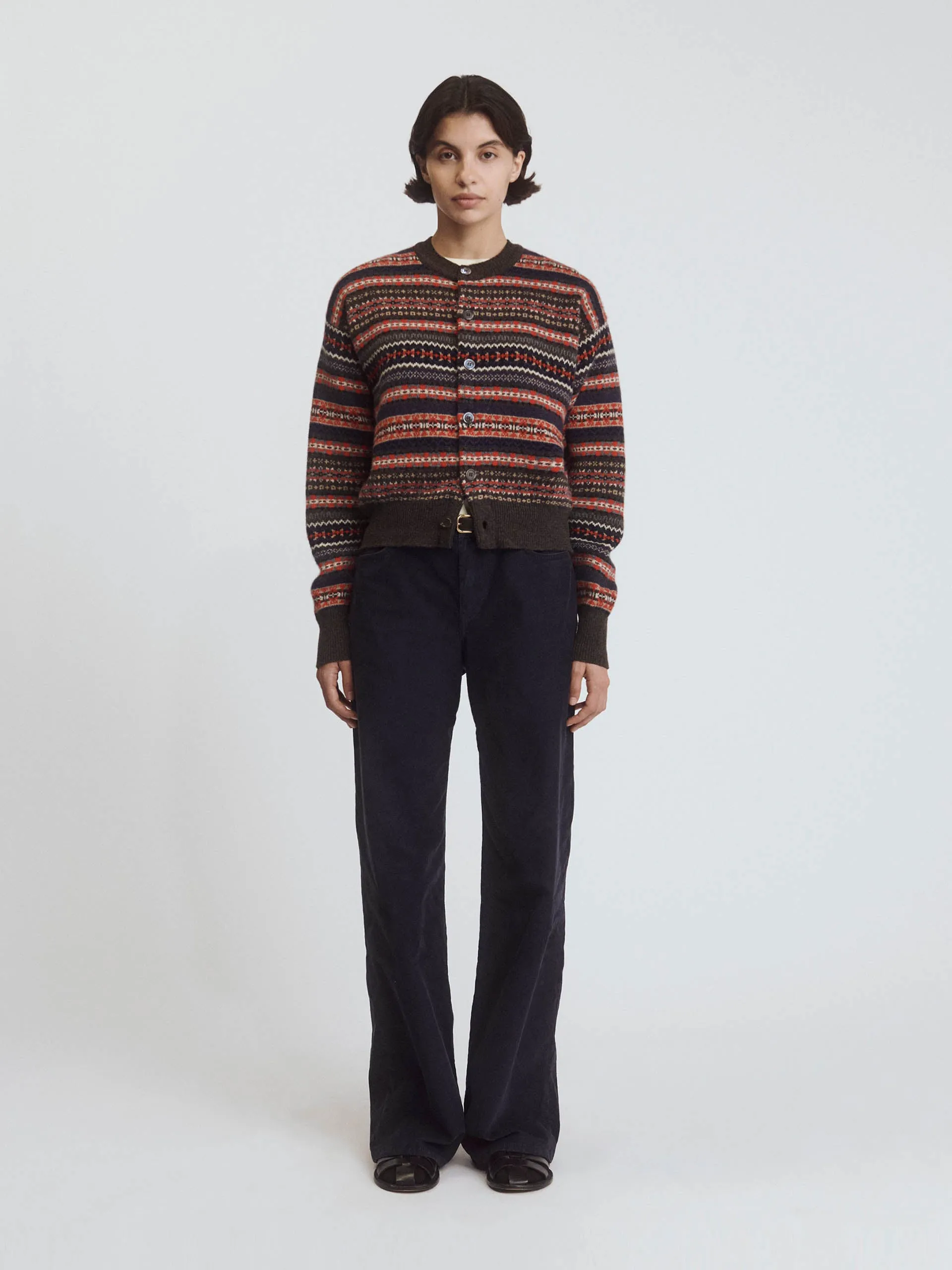 Brown multi Ada Fairisle cardigan