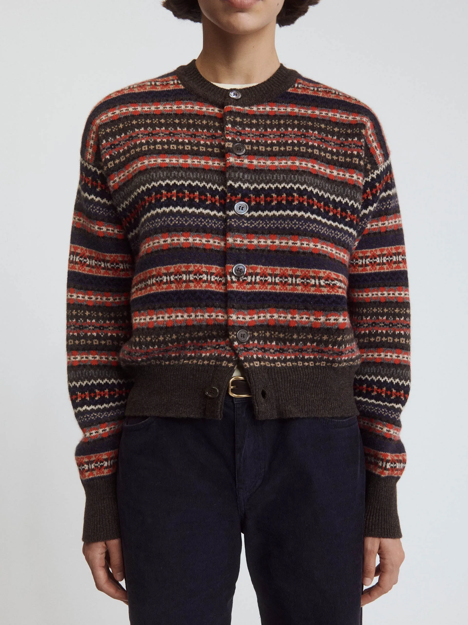 Brown multi Ada Fairisle cardigan