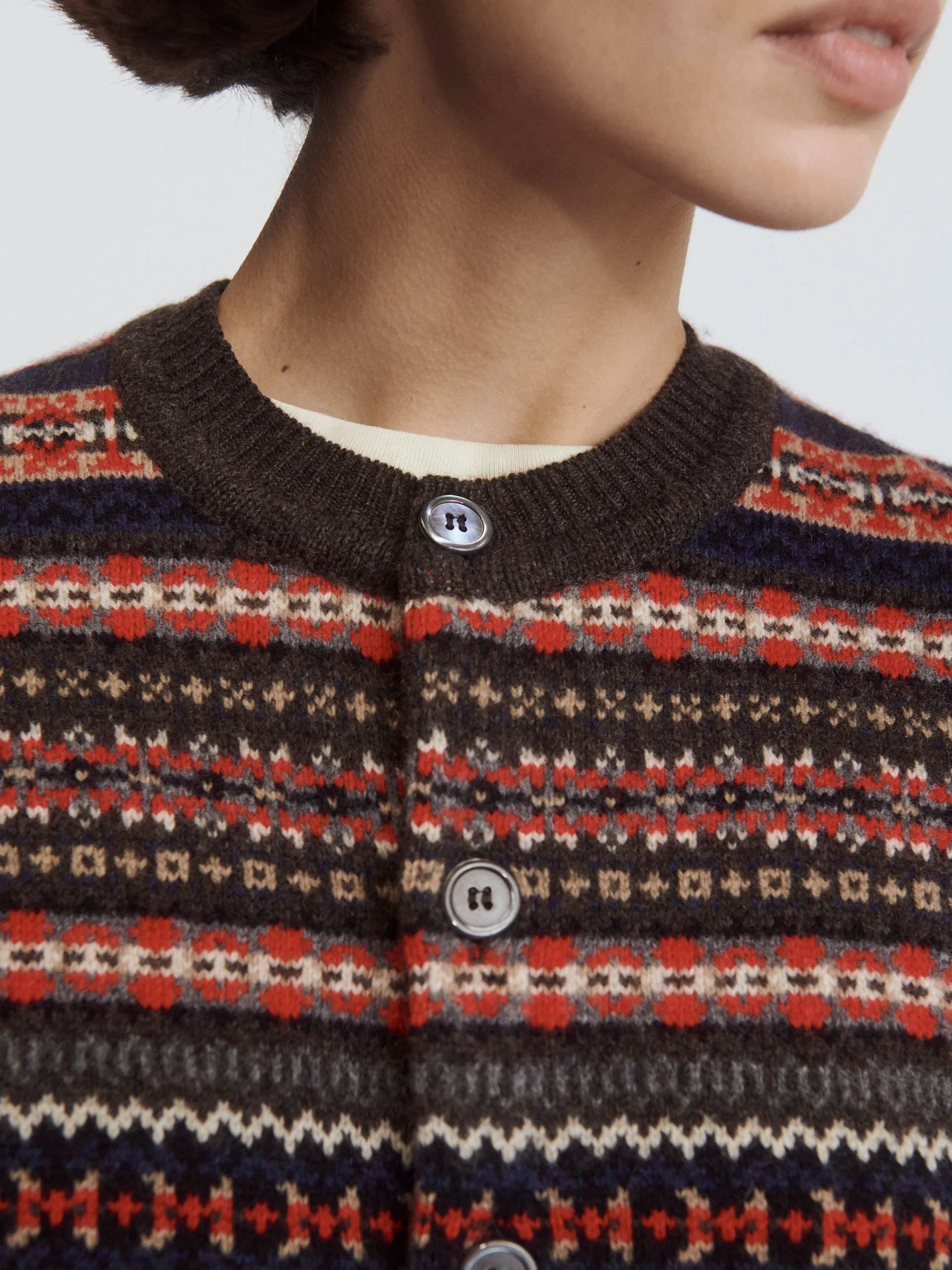 Brown multi Ada Fairisle cardigan