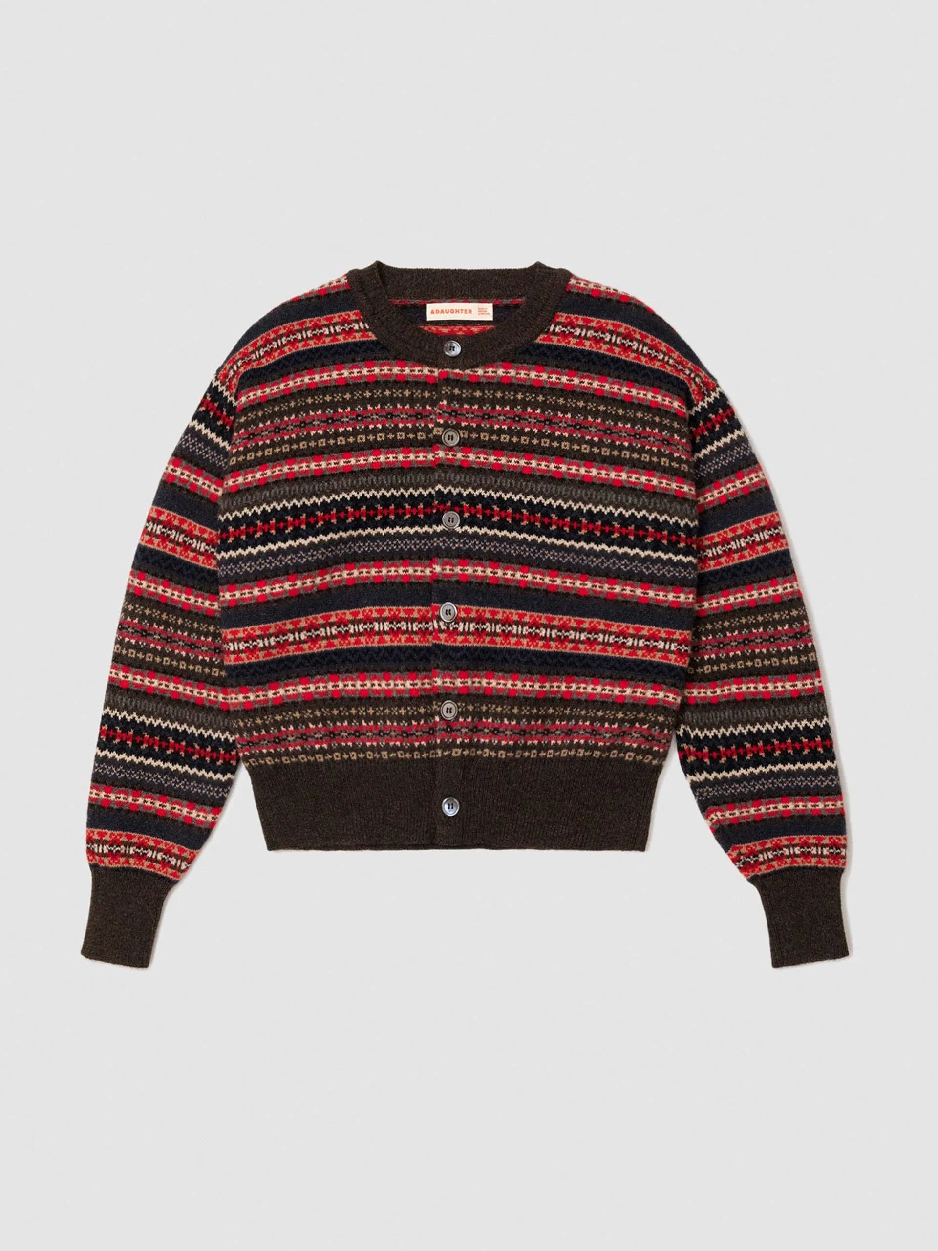Brown multi Ada Fairisle cardigan