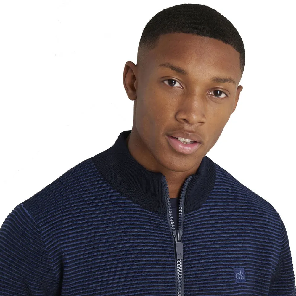 Calvin Klein Ottoman Full Zip Lined Sweater - Navy